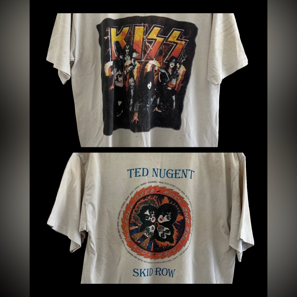 KISS Rock and Roll Over All Sport Tour T-shirt Measures 22W X 29L Ted Nugent VTG